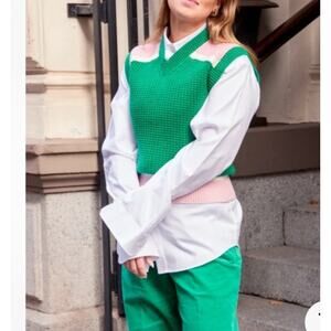 MARNI X UNIQLO Knitted V-Neck Sweater Vest Green and Pink Size Small